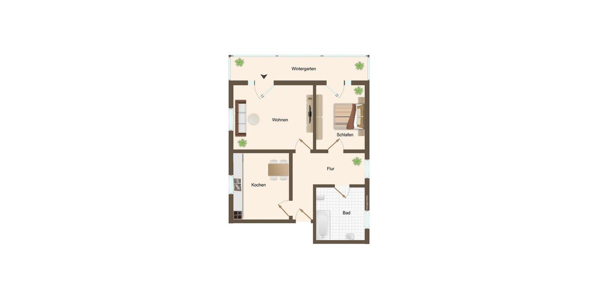 Erdgeschoßwohnung Bad Honnef - 2 Zimmer, 51 m&sup2;, 627&euro; | Angebot:25665120