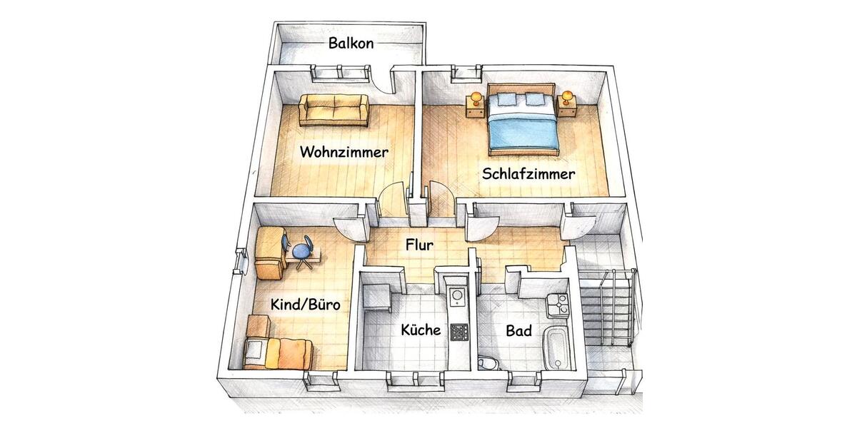 Etagenwohnung Montabaur - 3 Zimmer, 61 m&sup2;, 169.000&euro; | Angebot:25432903