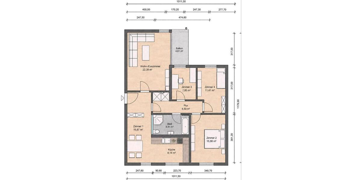 Etagenwohnung Koblenz Horchheim - 4.5 Zimmer, 100 m&sup2;, 359.000&euro; | Angebot:26489133