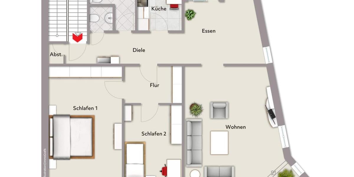 Dachgeschoßwohnung Bad Neuenahr-Ahrweiler Ahrweiler - 3 Zimmer, 126 m&sup2;, 980&euro; | Angebot:24474656