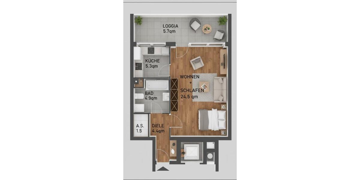 Etagenwohnung Bad Neuenahr-Ahrweiler Ahrweiler - 1 Zimmer, 46 m&sup2;, 599&euro; | Angebot:25145896