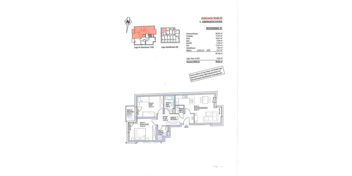 Etagenwohnung Koblenz Lützel - 3 Zimmer, 90 m&sup2;, 399.900&euro; | Angebot:25700886